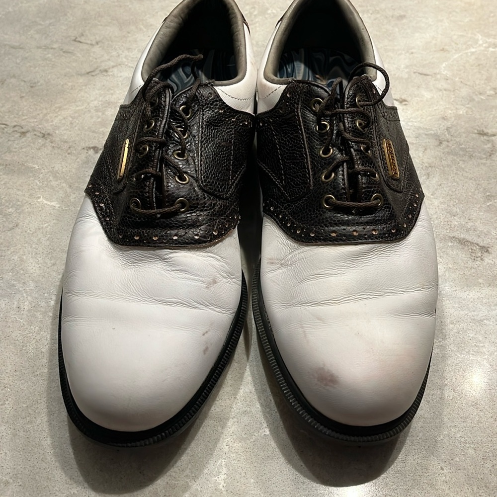 DryJoys/men’s golf shoes, brown and white, 9M